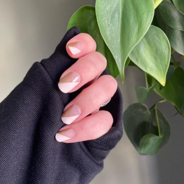 sfeer-Original Nagelsticker-nailwrap-manicure-transparant-licht roze goud-colourblocked