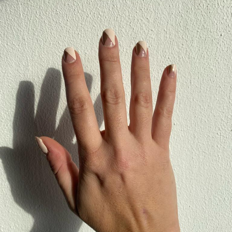 sfeer-Original Nagelsticker-nailwrap-manicure-transparant-licht roze goud-colourblocked
